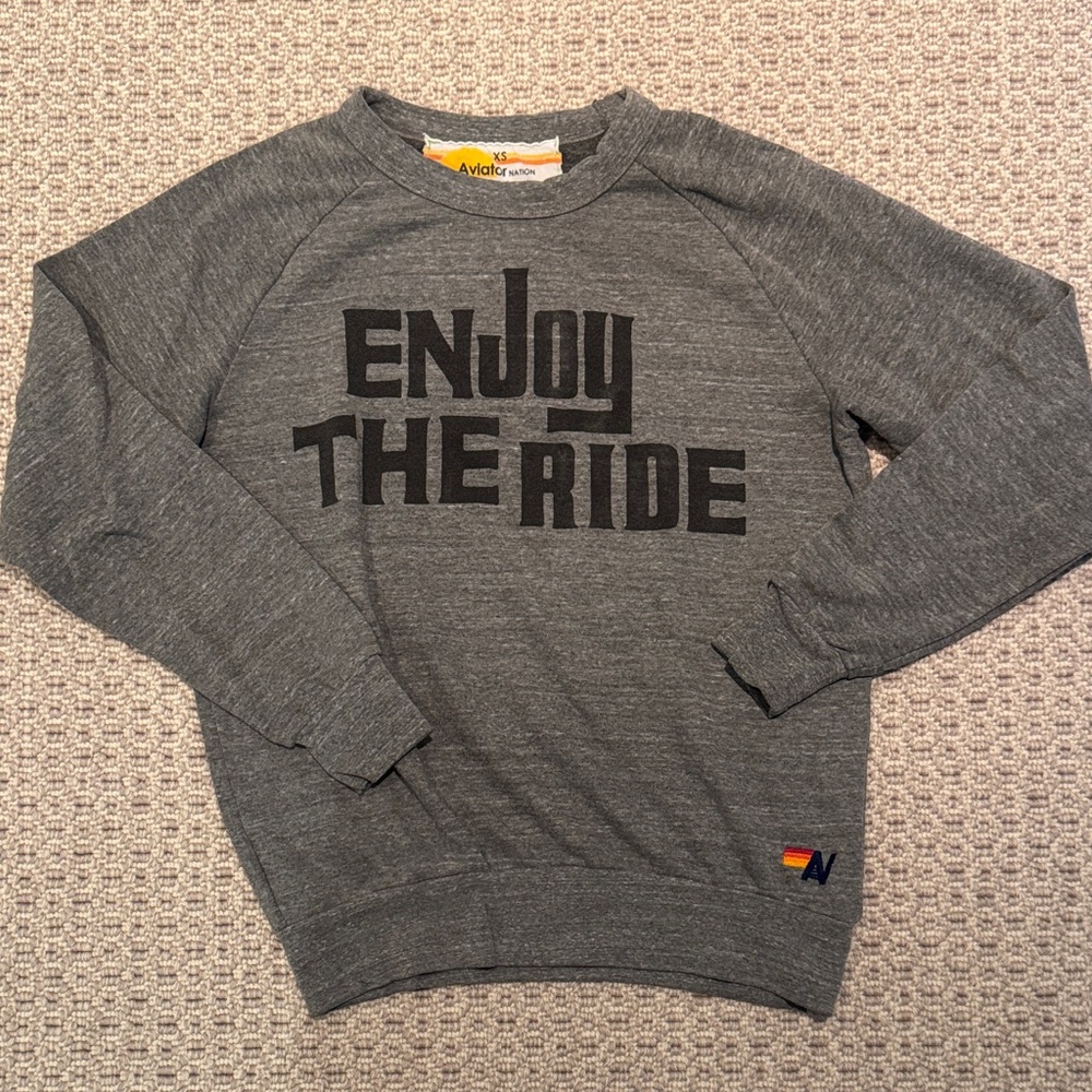 Aviator Nation Gray 'Enjoy the Ride' Crewneck Sweater
